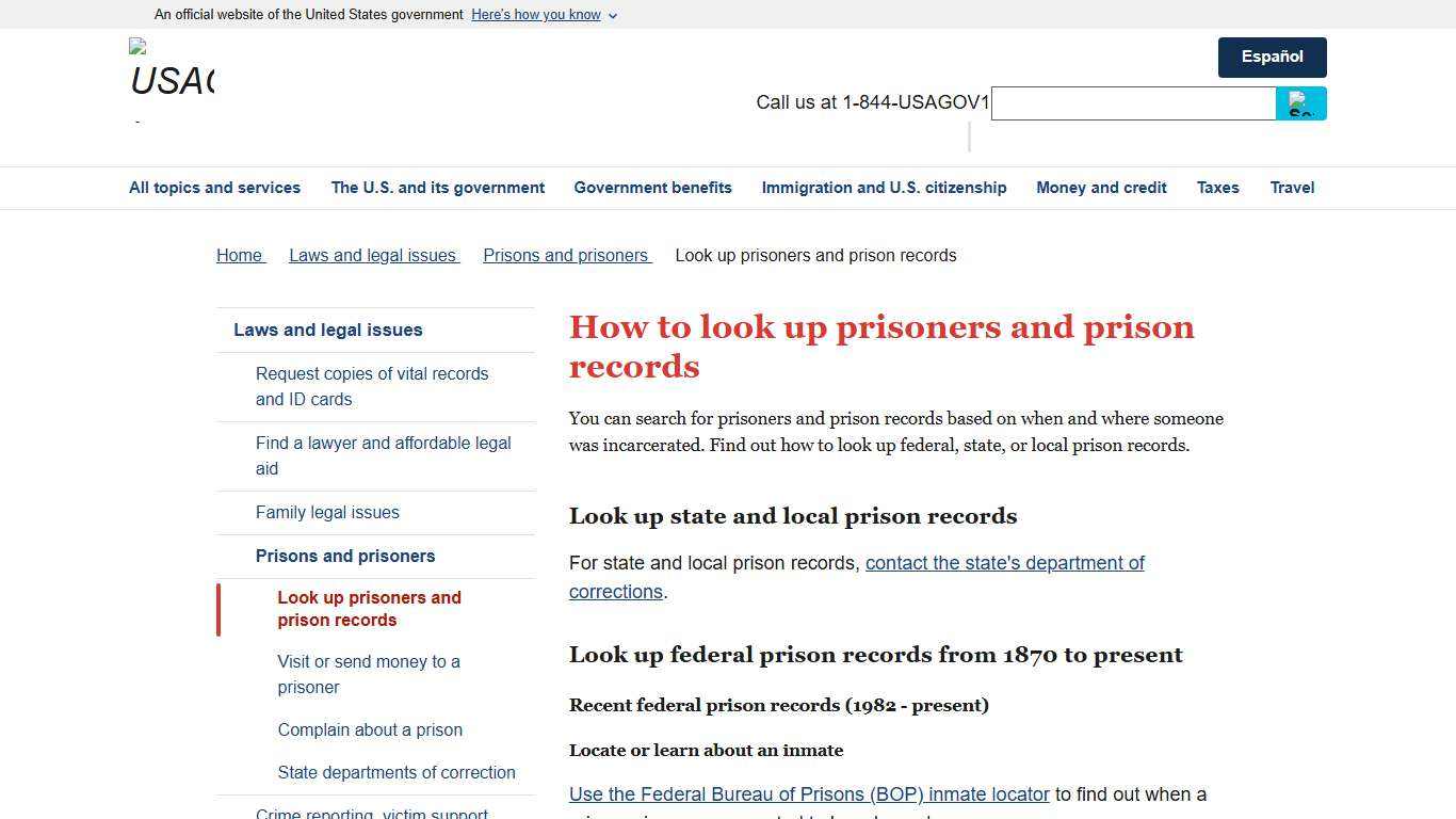 How to look up prisoners and prison records | USAGov